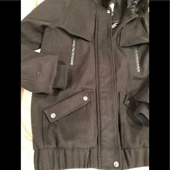 Kensie Wool Blend Bomber Jacket w/Fur Trimmed Hood (LIKE NEW!) - Picture 8 of 16